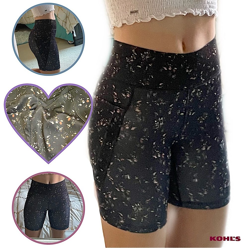XS Floral Biker Shorts FLX Stretchy Breathable Compression Shorts Running
